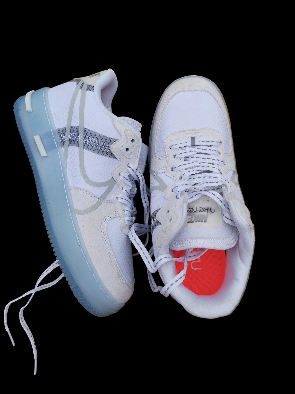 Nike Air Force 1 React White Ice Blue vista suela par