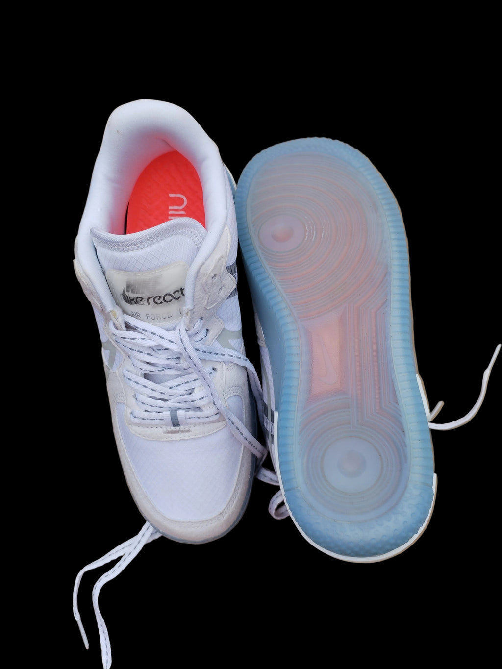 Nike Air Force 1 React White Ice Blue vista trasera suela