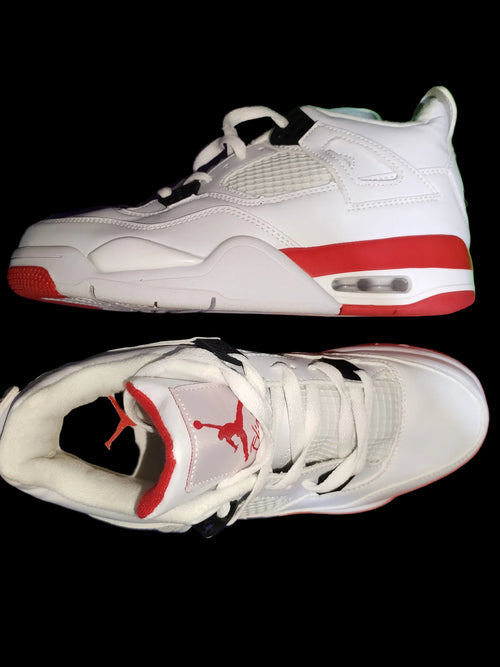 Air Jordan 4 Retro Red Cement vista lateral y superior par